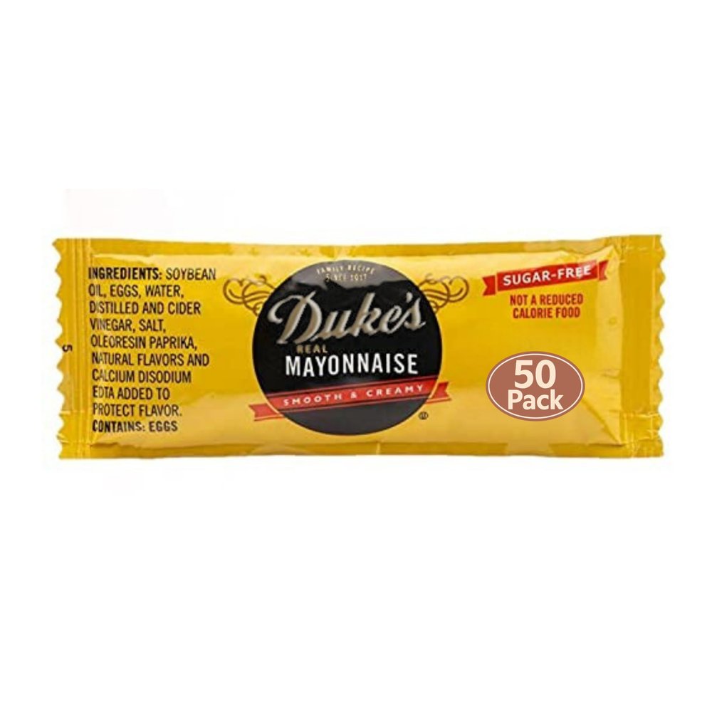 50 Individual Mayo Packets Smooth & Creamy Dukes Single-Serve Pouches, Sugar-Free
