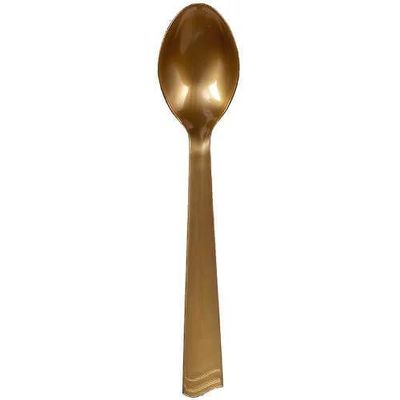 10 inch Gold Plastic Salad Serving Spoon Disposable Serving Spoon, Utensils for Salads Pasta Fruits Snacks Party Catering Buffet Picnic BBQ Kitchen Events Receptions Food Service Use (18)