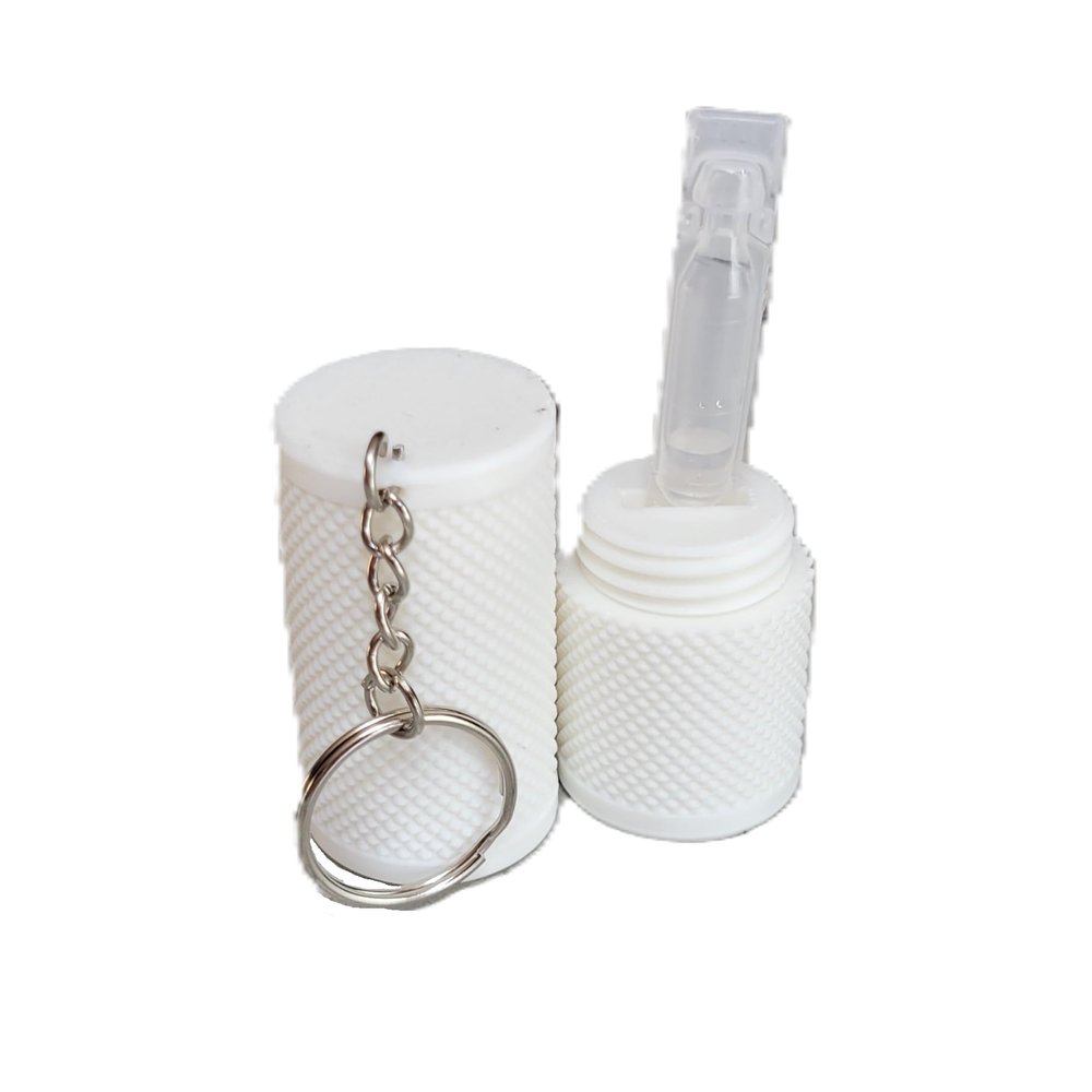 Znet3D Eye Drop Vial Holder Keychain Secure Travel Case for Eye Drop vials - Compact, Convenient & lightweight - USA Made (White)