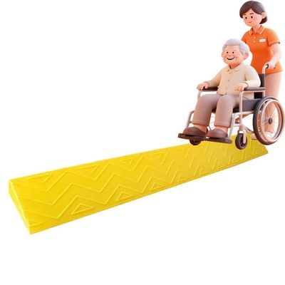 Portable Entry Ramps, 3" 4" Rise Doorway Step Ramp, Plastic Anti-Slip Access Ramp, Curbside Driveway Ramp for Steps Curb Sweeper Vehicle(Yellow,39.37x7.09x3.35in)