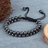 MASSIVE BEADS Double Layer Natural Chakra Healing Power Crystals Macrame Bracelet Yoga Stone Beads Gemstone Meditation Relax Anxiety Bangle for Unisex Women Men (Hematite Black, 4mm) view 2