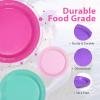 Grencian 60Pcs Mermaid Solid Decorations 9" Heavy Duty Plates Hot Pink Teal Purple Paper Plates Disposable Mermaid Theme Tableware Set for Girls Kids Baby Birthday Baby Shower Party Supplies view 2