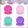 Grencian 60Pcs Mermaid Solid Decorations 9" Heavy Duty Plates Hot Pink Teal Purple Paper Plates Disposable Mermaid Theme Tableware Set for Girls Kids Baby Birthday Baby Shower Party Supplies view 3