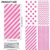 Capesaro 50 Pieces 10.6 x 5.1 In Pink Cellophane Treat Bags Candy Gift Bag with Twist Ties Stripes Polka Dot Printed Pattern Goodie Bag for Birthday Weddings Party Favors view 2