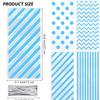 Capesaro 50 Pieces 10.6 x 5.1 In Blue Cellophane Treat Bags Candy Gift Bag with Twist Ties Stripes Polka Dot Printed Pattern Goodie Bag for Birthday Weddings Party Favors view 2