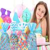 Capesaro 50 Pieces 10.6 x 5.1 In Blue Cellophane Treat Bags Candy Gift Bag with Twist Ties Stripes Polka Dot Printed Pattern Goodie Bag for Birthday Weddings Party Favors view 3