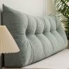Triangular Headboard Pillow with Side Pocket, Backrest Positioning Support, Bed Rest Reading Pillows for Dorm Bedroom Bed Sofa (Green, 59 * 19") view 1