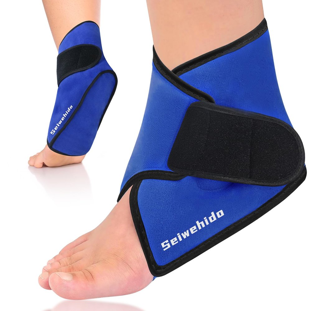 Ankle Ice Pack Wrap for Heel Swelling Pain Relief Reusable Gel Hot Cold Compress for Achilles Tendonitis Plantar Fasciitis, Post-Surgery, Sports Injury (Blue,2 Packs)
