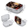 Sun Skull Decorated Pill Box - 2 Compartment Travel Pill Organizer with Small Mirror, Portable Pillcase for Pocket & Purse, Cute Square Medicine Case, Weekly Medicine Container view 2