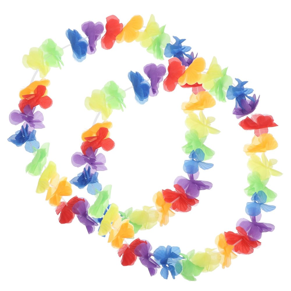 ABOOFAN 2pcs LGBT Rainbow Floral Wreath Hawaiian Luau Party Decorations Tropical Cloth and Flower Leis for Pride Parades Beach and Festival Accessories