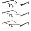 CRGATV 3 Pack Reading Glasses for Men Half Rim Metal Frame Readers Durable Anti Blue Light UV400 / Glare Computer Eyeglasses(Magnification 2.5x) view 1