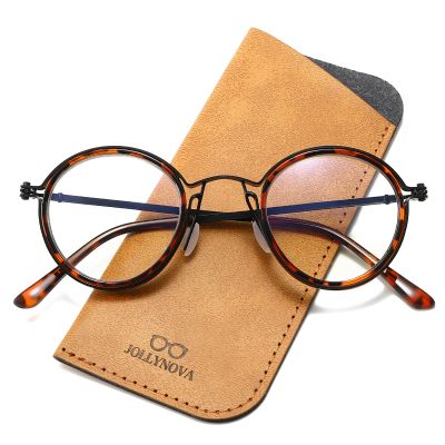 JOLLYNOVA Retro Round Blue Light Blocking Reading Glasses for Women Men,Metal Anti UV Readers (Leopard & Single Vision, 1.5, x)