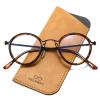 JOLLYNOVA Retro Round Blue Light Blocking Reading Glasses for Women Men,Metal Anti UV Readers (Leopard & Single Vision, 1.5, x) view 1
