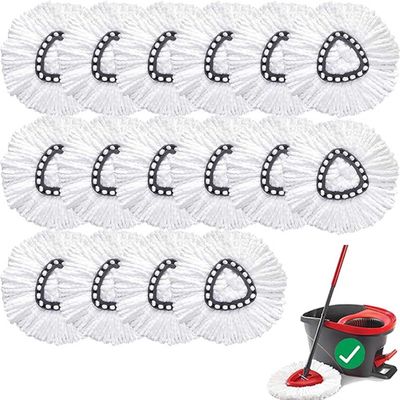 16 Pack Spin Mop Replacement Heads, 100% Microfiber Spin Mop Refill for Easy Wring Compatible with Triangle Spin Mop, 360 Degree Spinning Mop Replace Head for Floor Cleaning
