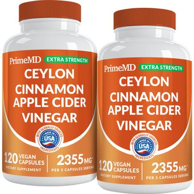 5-in-1 Ceylon Cinnamon Powder Extra Strength Organic Ceylon Cinnamon Capsules with Turmeric, Apple Cider Vinegar, Korean Ginseng & BioPerine for Metabolism & Energy Support Pills (120 Ct, 2 Pack)