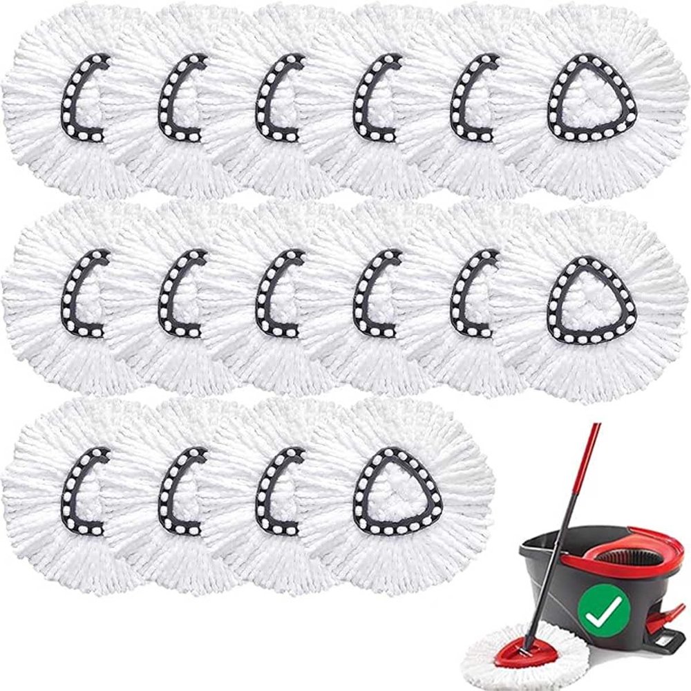 16 Pack Spin Mop Replacement Head Microfiber Mop Heads Replacements Easy Wring Mops Refill White Swivel Mops Refill for Floor Cleaning Kitchen Living Room Bathroom