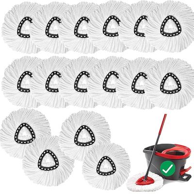 16 Pcs Spin Mop Replacement Heads, White Large 360 Easy Wring Spin Mop 100% Microfiber Refill, Easy Cleaning Spin Mop Heads, Deep Clean, Machine Washable for Easy House Cleaning Floor Mopping