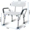 Shower Chair with Arms and Back Bath Chairs for Elderly and Disabled Adjustable Height Bathroom Chair Shower Stool,Bathroom Safety Seat(White,Big feet) view 2