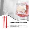 VICASKY 4pcs Double Sided Denture Brushes with Ergonomic Handle for Thorough Cleaning Portable Small Travel Toothbrush for Denture Care and Retainer Cleaning view 3
