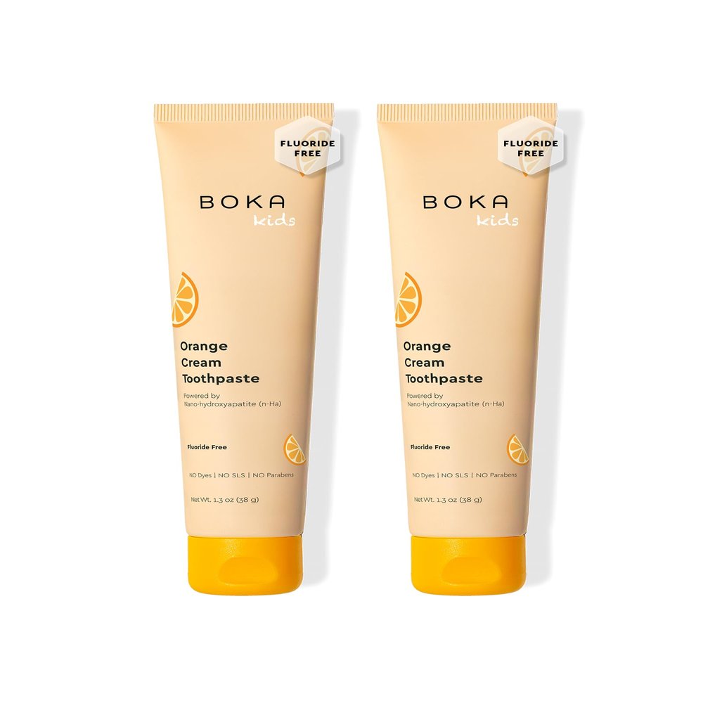 Boka Fluoride Free Toothpaste Nano Hydroxyapatite Toothpaste - Orange Cream Flavor, 1.3 oz 2pk US Manufactured