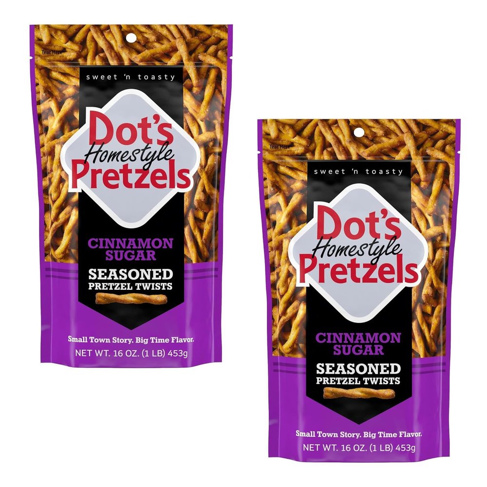 Dot's Cinnamon Sugar Pretzels - Pack of 2-16 oz Bags - Delicious Tasting Pretzels the Whole Family is Sure to Love - Great for Sharing or Stocking the Pantry