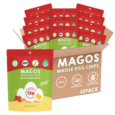 Magos Egg Chips Huevos Rancheros, Healthy Snack, High Protein Low Carb, Light Cracker-Style Crunch, 1.1 oz Bags Keto, Vegetarian & Carnivore Friendly, No Gluten Ingredients (12-Pack)