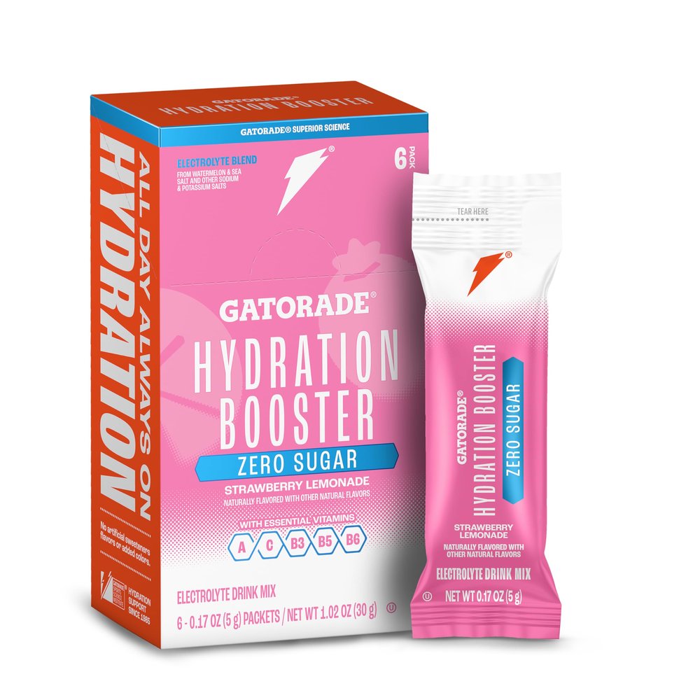 Gatorade Hydration Booster Zero Sugar - Pink Strawberry Lemonade (Pack of 6)