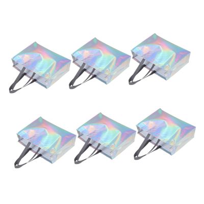 NUOBESTY 6Pcs Medium Non Woven Gift Bags with Laminated Surface Durable Reusable Tote Bags for Wedding Party Grocery Shopping and Gift Packaging