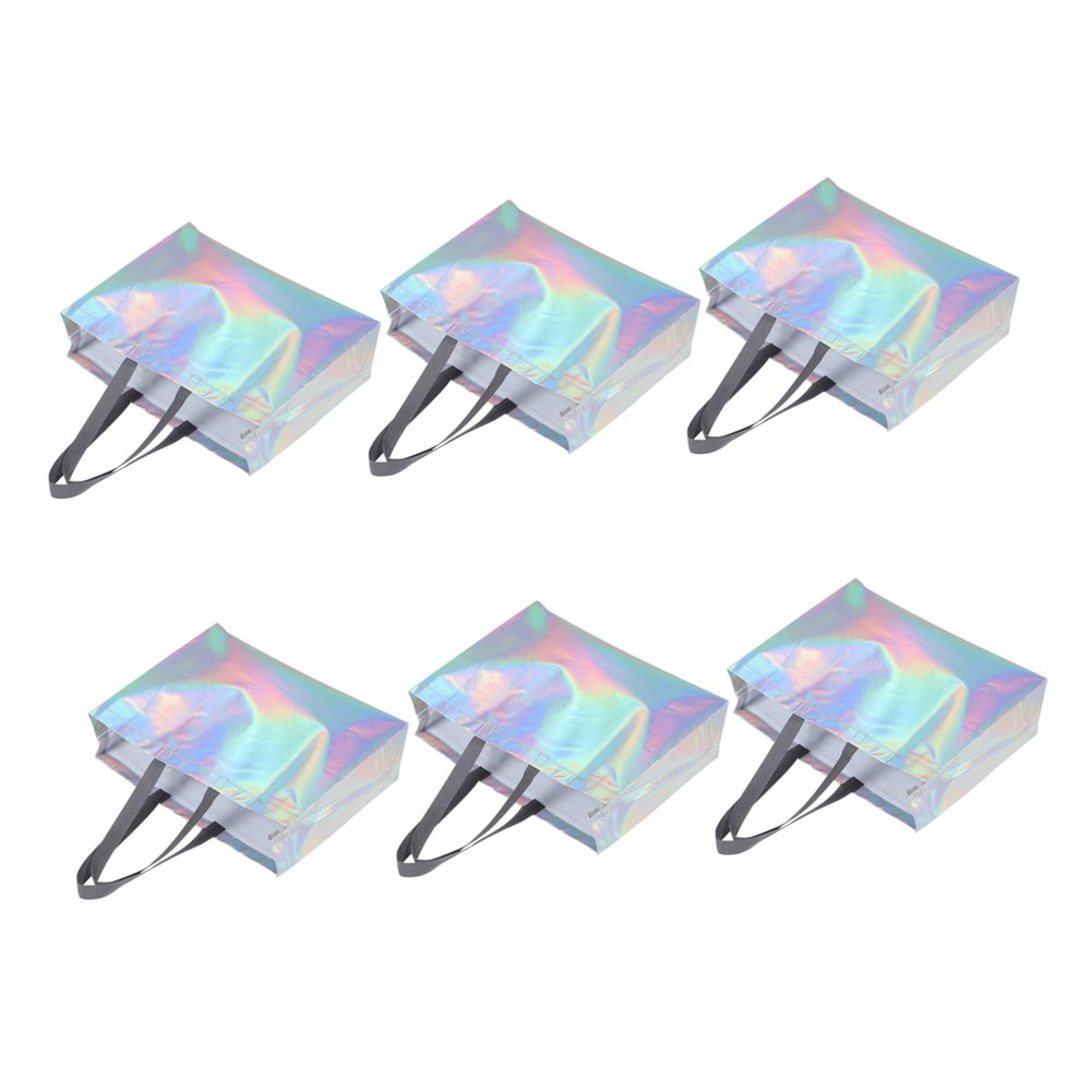 NUOBESTY 6Pcs Medium Non Woven Gift Bags with Laminated Surface Durable Reusable Tote Bags for Wedding Party Grocery Shopping and Gift Packaging