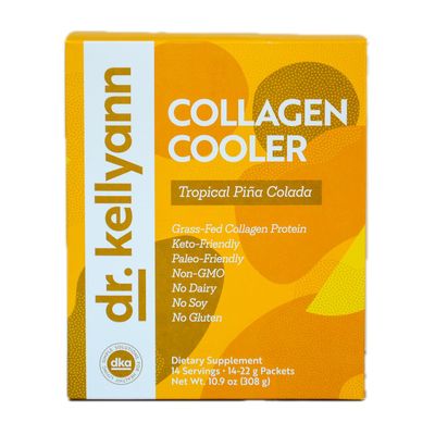 Dr. Kellyann Collagen Cooler Tropical Pina Colada | 15g Grass-Fed Collagen Protein per Serving | Keto & Paleo Friendly, Non-GMO, Dairy-Free | 14 Servings