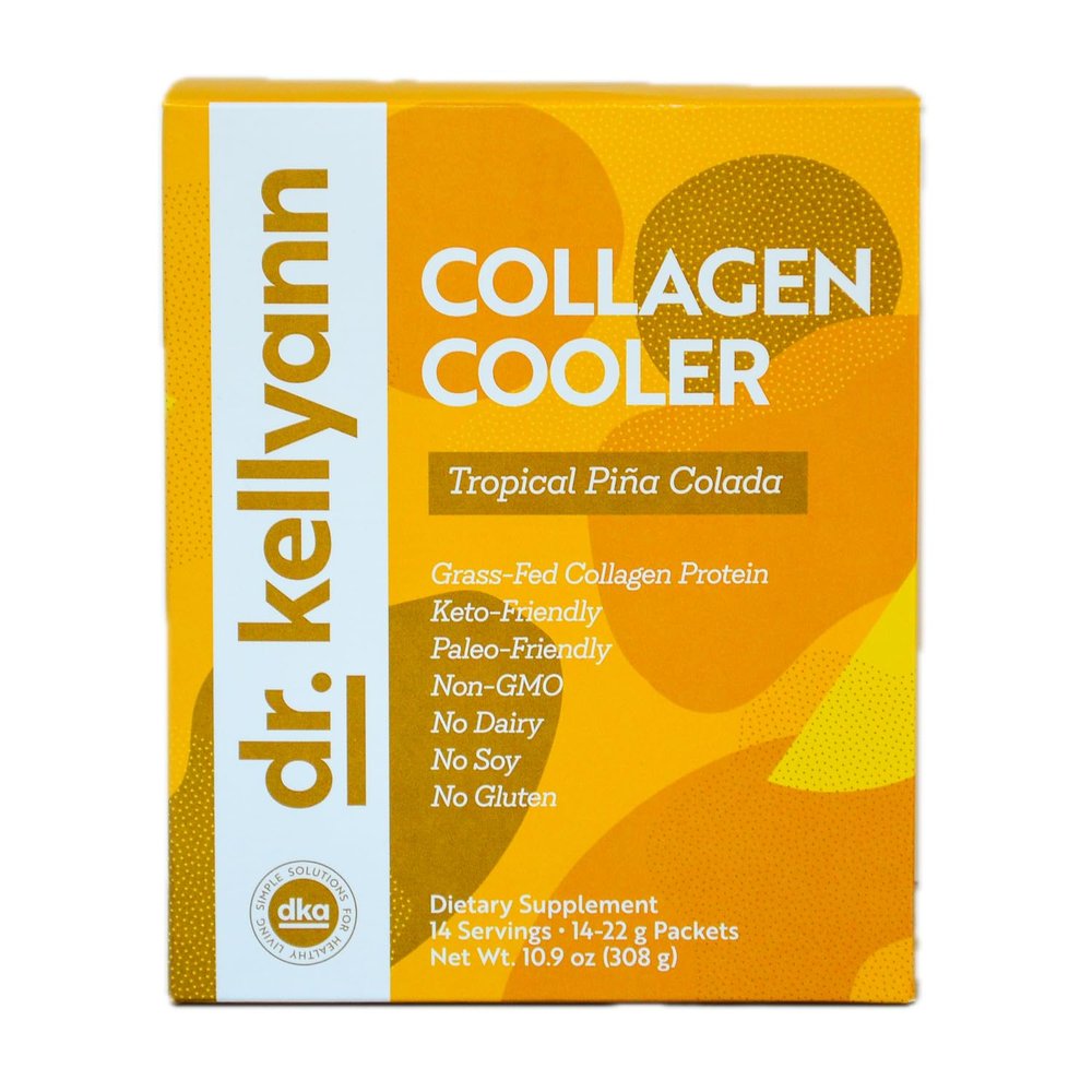 Dr. Kellyann Collagen Cooler Tropical Pina Colada | 15g Grass-Fed Collagen Protein per Serving | Keto & Paleo Friendly, Non-GMO, Dairy-Free | 14 Servings