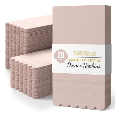 Party Solids Peach Scalloped Napkins Disposable 20 Pcs 3-Ply Peach Scalloped Dinner Napkins Disposable Decorative for Dinners & Parties, Paper Guest Towels for Bathroom & Party Supplies
