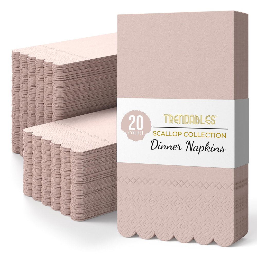 Party Solids Peach Scalloped Napkins Disposable 20 Pcs 3-Ply Peach Scalloped Dinner Napkins Disposable Decorative for Dinners & Parties, Paper Guest Towels for Bathroom & Party Supplies
