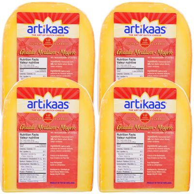 Artkaas Gouda Cheese Medium Aged 36 Months 4 Cheese Blocks Rich and Smooth Flavor