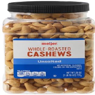 Unsalted Whole Roasted Cashews (1 Jar, 26 oz.
