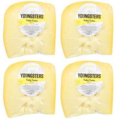 Artkaas Baby Swiss Cheese 4 Cheese Blocks Mild Creamy Flavor with Classic Holes