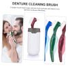 Baluue 3pcs Dual Head Denture Cleaning Brush with Hard Bristles for False Teeth Ergonomic Long Handle for Firm Grip Angled Brush Heads for Thorough Elderly Denture Care view 3