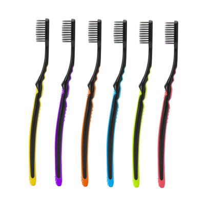 Garneck 6pcs Charcoal Toothbrush with Soft Bristles for Sensitive Gums Comfortable Non Slip Grip Handles Eco Friendly Material for Home Travel and Daily Oral Care Random Color