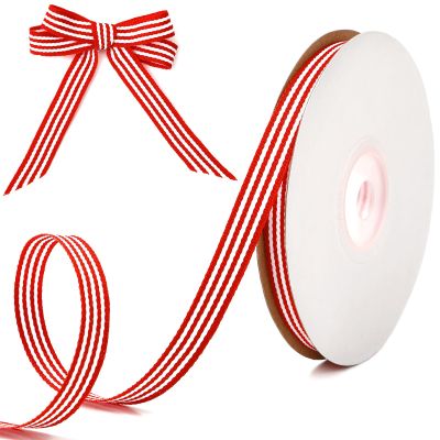 SEPGLITTER 15 Yards 0.4 Inch Red White Striped Ribbon for Christmas Decor