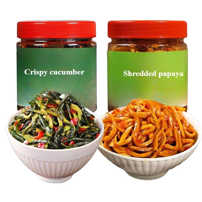 Fresh Vegetable Pickles,Instant Cucumber,Spicy Papaya Shredded,Kimchi,Side Dishes,Noodles With Vegetables,Pickles & Relishes,Chili Sauce Paste,Vegetable Snacks (2 flavors mixed,2cans)