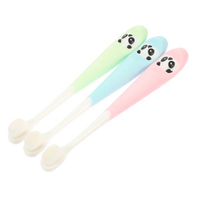 Beatifufu 3Pcs Toothbrushes with Soft Bristles Cartoon Candy Color Panda Silicone Handle Ergonomic Design for Durable Material Comfortable and Safe Household Toothbrush Random Color
