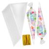 Baluue Cone Clear Cellophane Treat Packing Bags with Gold Twist Ties Transparent Wrapping Bags for Candy Cookies Chocolates Party Favor Gift Packaging view 1