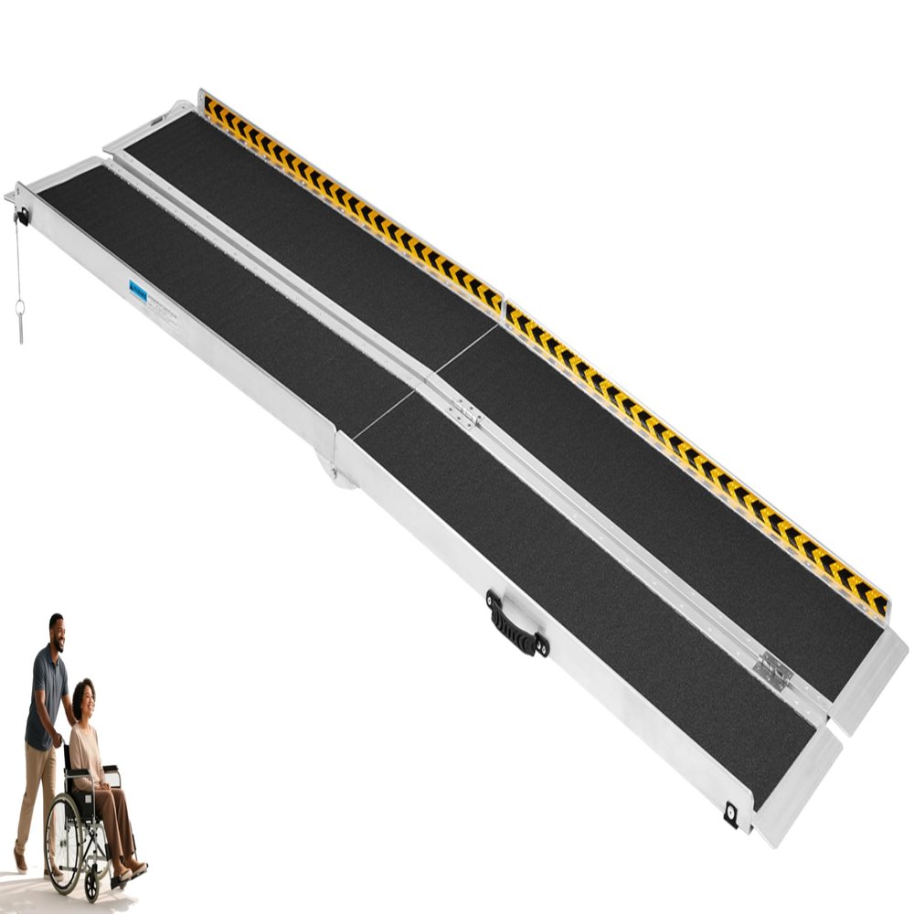 10FT Portable Wheelchair Ramp, Non-Slip Aluminum Folding Handicap Ramp, 800 LBS Capacity Wheel Chair Ramps for Home Steps, Door Threshold Scooter Ramp