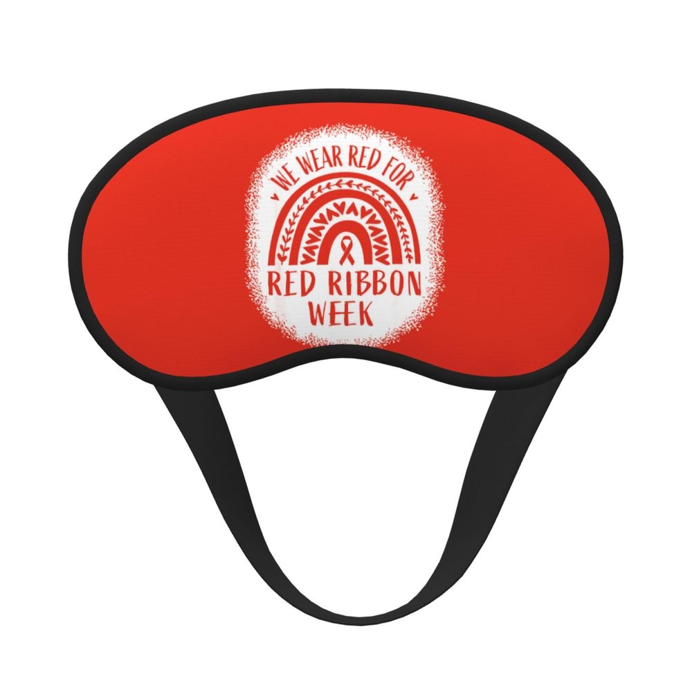 Red Ribbon Week Awareness Sleep Eye Mask Blindfold for Women Men Travel Work Meditation Yoga