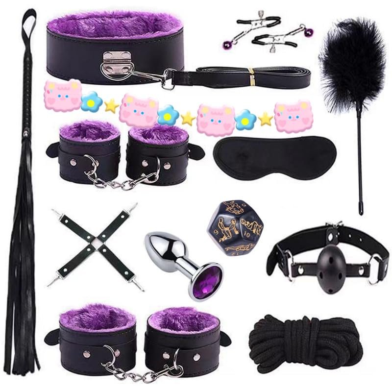12 Piece Combination Smooth Leather Bedroom Fitness Multifunctional Adjustable Set, Cube Dice and Sleep Eye Mask Assembly-D6