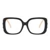 AOOLIA Square Reading Glasses for Women, Stylish Metal Reader for Girl Ladies, Anti-Blue Light Anti-glare Clear Lens Eyeglasses (Black, 3, x) view 2