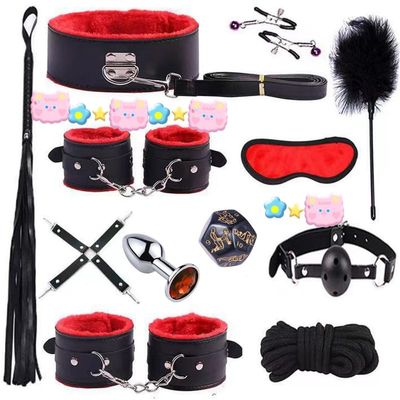 12 Piece Combination Smooth Leather Bedroom Fitness Multifunctional Adjustable Set, Cube Dice and Sleep Eye Mask Assembly-D6