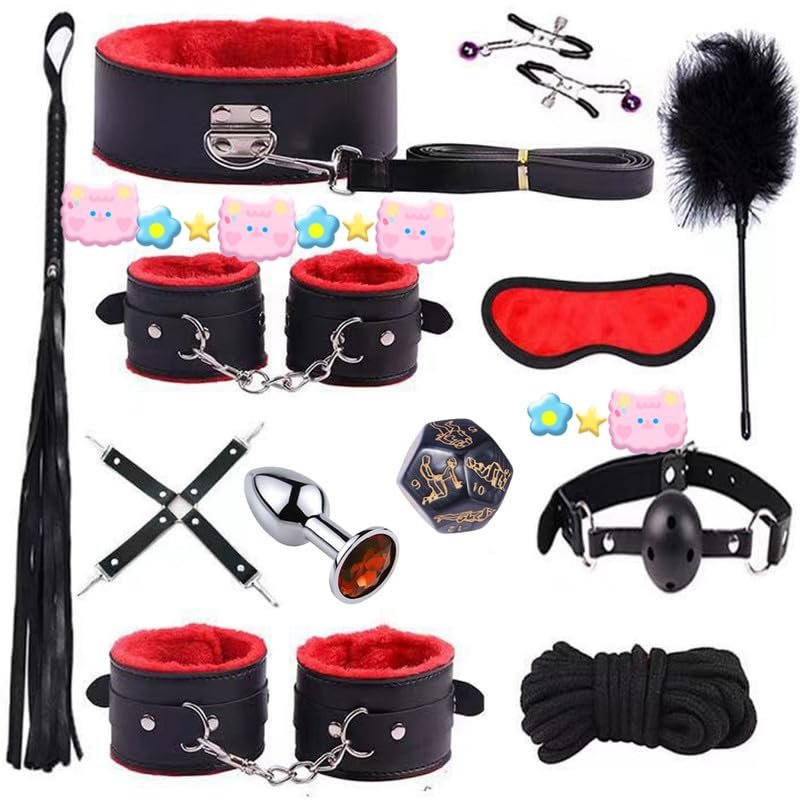 12 Piece Combination Smooth Leather Bedroom Fitness Multifunctional Adjustable Set, Cube Dice and Sleep Eye Mask Assembly-D6