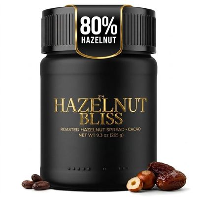 314 Hazelnut Bliss Premium Cacao Hazelnut Spread, 80% Roasted Hazelnuts, Sweetened with Dates, 3 Ingredients, No Palm Oil, 9.3 oz (265g)