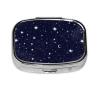 2 Compartment Medicine Pill Case for Purse & Pocket Metal Travel Pill Box (Zodiac Constellation Galaxy Starry Night Stars Glow in The Dark Midnight) view 1